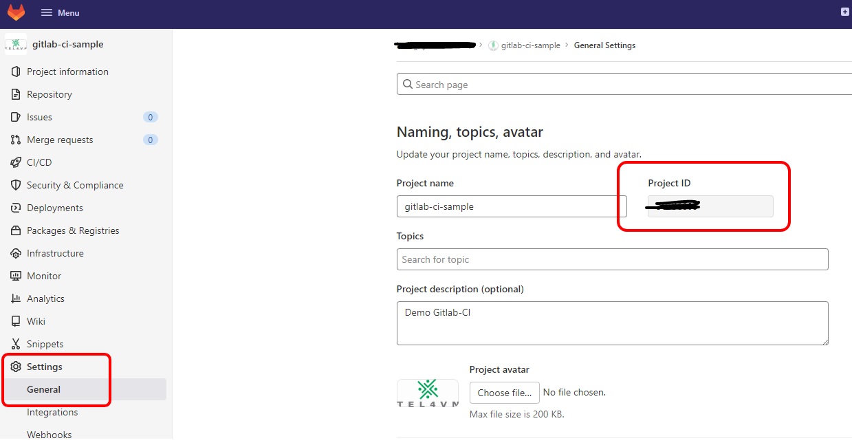 Cách lấy Project ID trên Gitlab